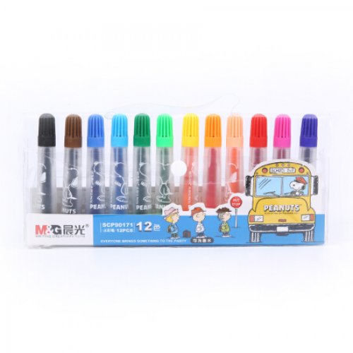 晨光(M&G)文具12色可洗水彩笔 儿童涂鸦磨砂画笔 史努比系列水彩绘画彩笔 12支/袋SCP90171