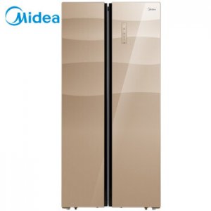 美的(Midea) 451升对开门冰箱 彩晶玻璃面板 纤薄机身 风冷无霜智能节能 格调金 BCD-451WKGZM(E)