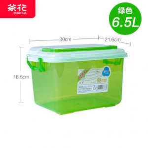 茶花 收纳盒透明塑料储物盒游泳箱有盖小号手提储物箱子玩具收纳箱 6.5L/2843P
