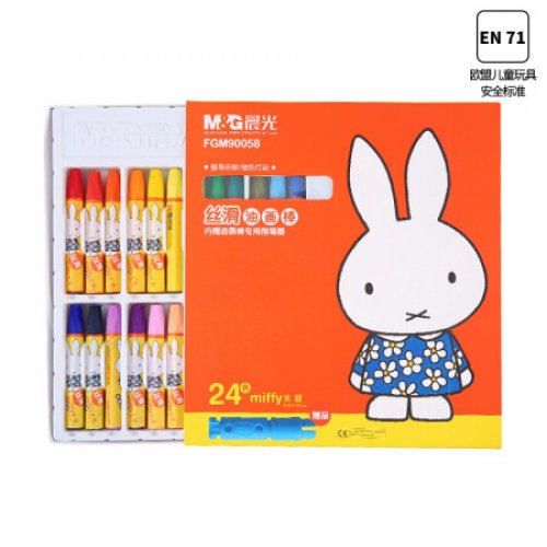 晨光(M&G)文具24色卡通丝滑油画棒 儿童涂鸦绘画笔 米菲系列蜡笔套装 24支/盒FGM90058