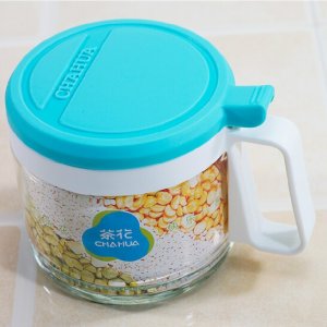 茶花450ml圆形玻璃调味瓶调味罐 6011 颜色随机