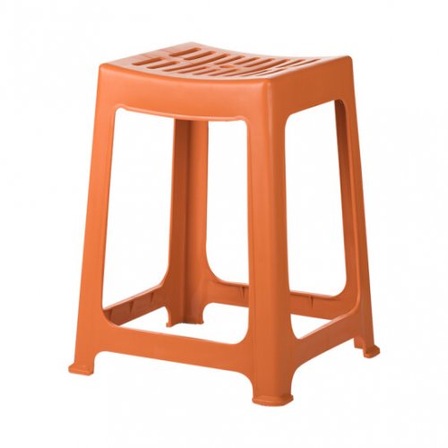 茶花 塑料凳子家用椅子条纹高方凳子板凳46.6cm 橙色A0838P