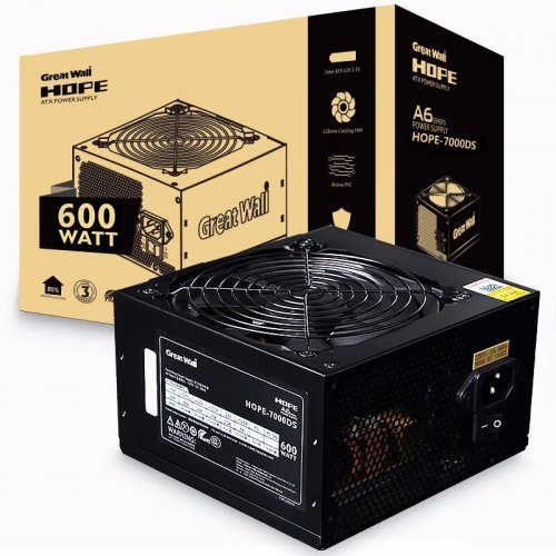 长城（GreatWall）额定600W HOPE-7000DS电脑电源（双8PIN/台系电容/75cm长线材/宽幅/温控风扇）