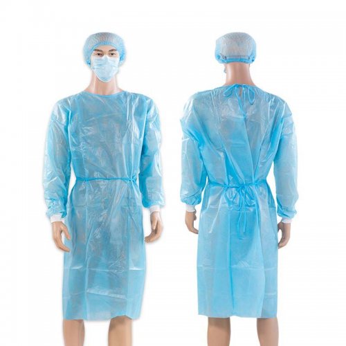 一次性医用隔离衣 大褂型防护服 背开式防液体防护衣（蓝色款）均码