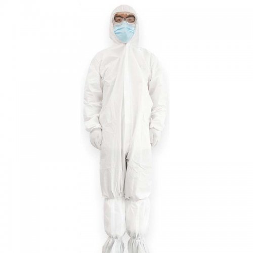 透气膜带帽防护服一次性无纺布防水防油污工作服连体连帽隔离服