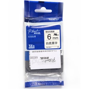 兄弟（brother） TZe-S211 6mm 白底黑字 强粘性覆膜标签色带  适用所有PT系列