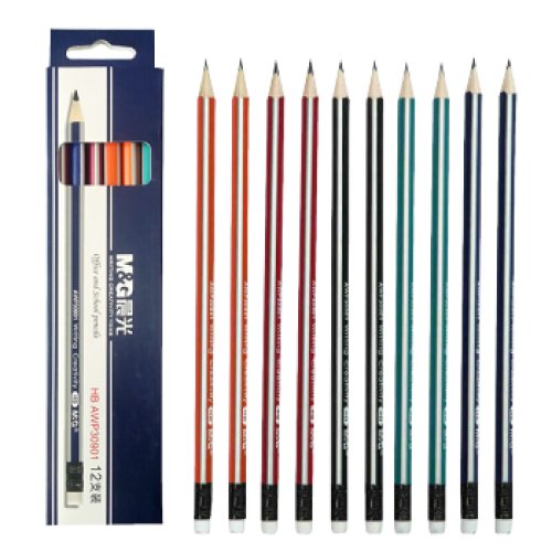晨光 红黑抽条铅笔HB/2B六角型铅笔木质铅笔带橡皮头 12支HB三角彩色抽条 AWP30901