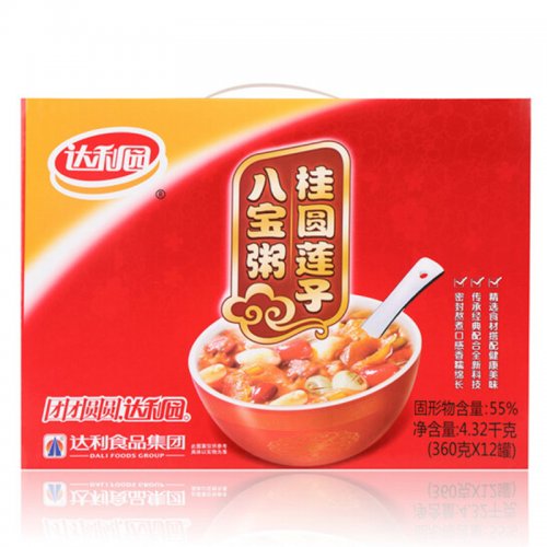 达利园 桂圆莲子八宝粥 方便速食早餐粥 360g*12 罐 整箱装