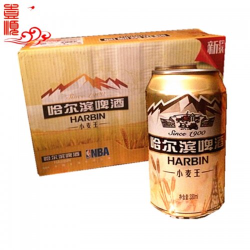 哈尔滨啤酒330ml*24听罐装 正宗小麦王啤酒 哈尔滨产地东北特产酒